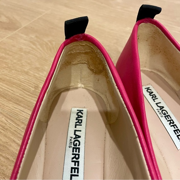 Karl Lagerfeld Paris Vada Rose Coloured Round Toe Leather Flats - Picture 4 of 9